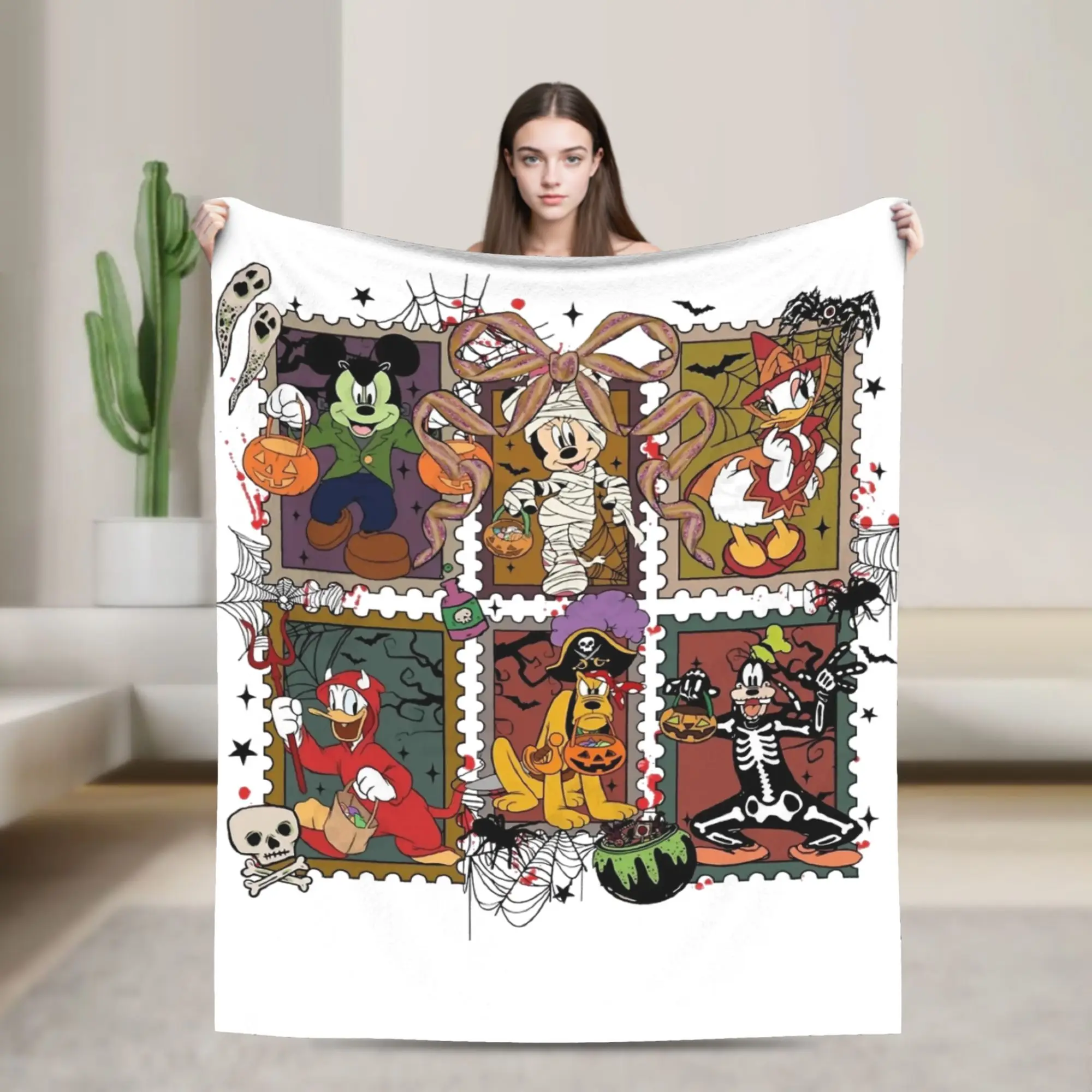 

Halloween Mickey Mouse And Friends Blanket Flannel Funny Soft Throw Blankets for Home Textile Decor