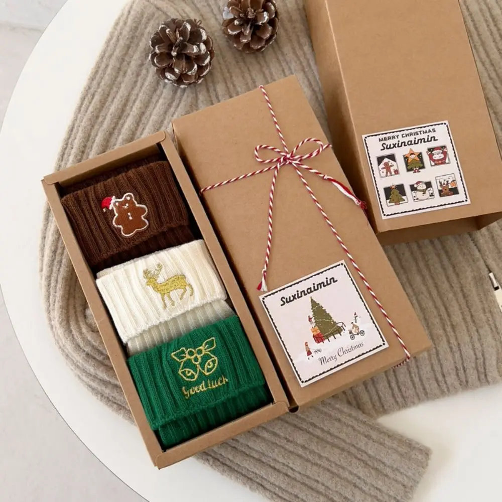 Модный дизайн, хлопковые рождественские носки с вышивкой, колокольчик лося, чулочно-носочные изделия с героями мультфильмов, снеговик, носки средней длины с буквами, косплей