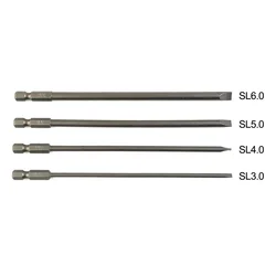 Hex Shank Screwdriver Bit 150mm Long 4pcs Electric Flat Head Manual SL3.0 SL4.0 SL5.0 SL6.0 Exquisite Workmanship