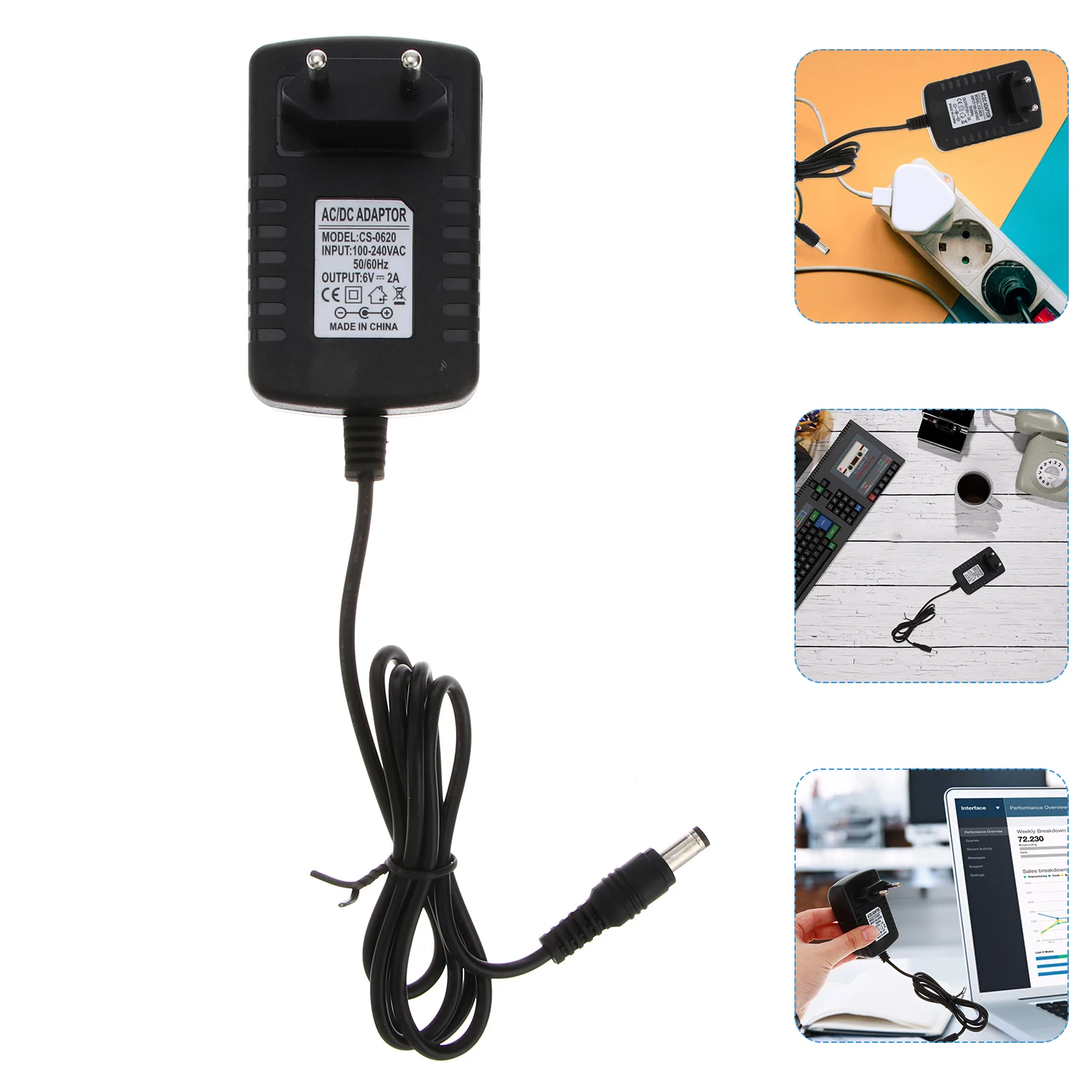 AC 100-240V DC 6V 2A 55mm x 21mm Power Adapter with EU-plug (Black) 6V 2A power adapter 55*21mm power adapter