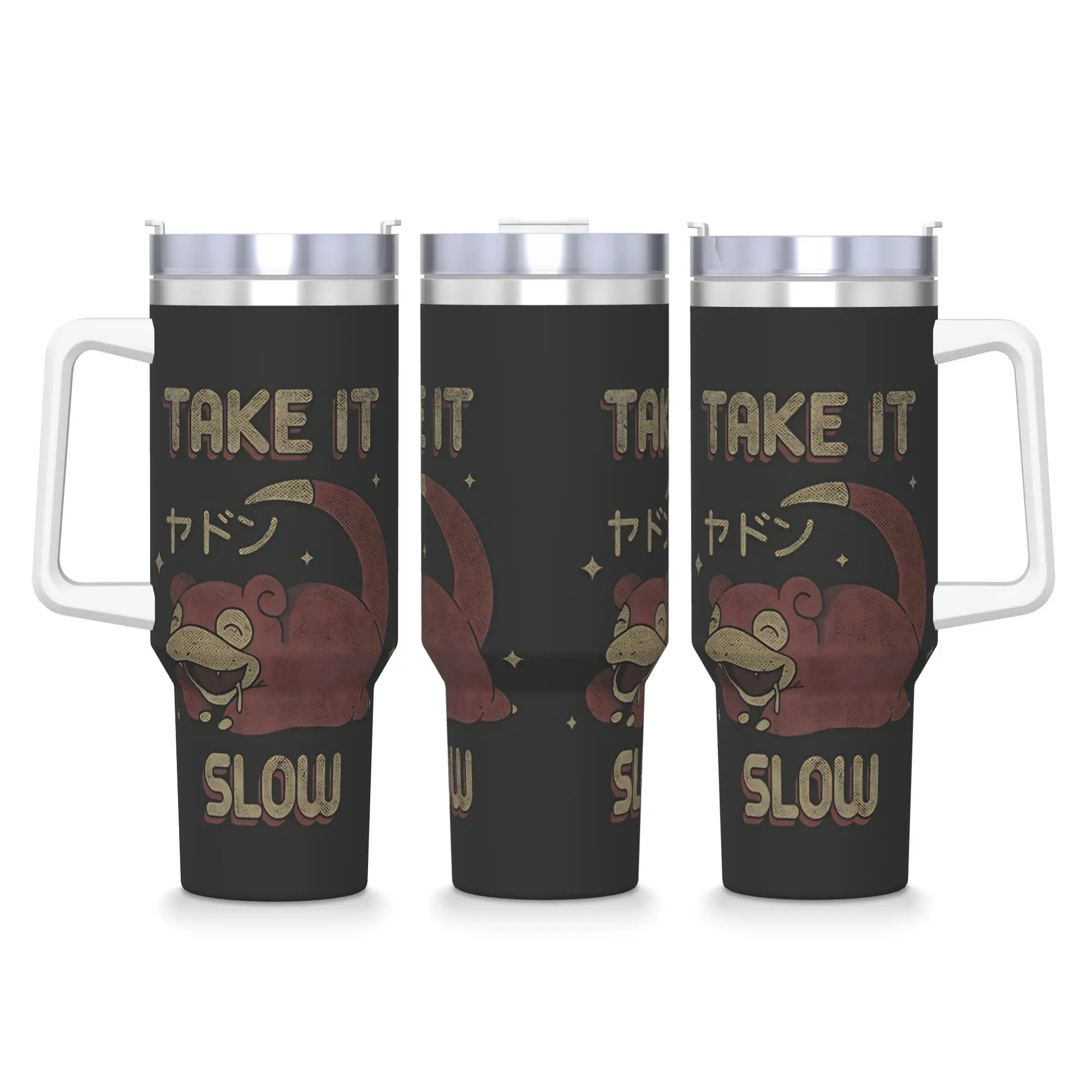 

Slowpoke Taking It Медленный стакан из нержавеющей стали с соломинкой и крышкой Автомобильные кружки большой емкости Бутылка для холодной и горячей воды