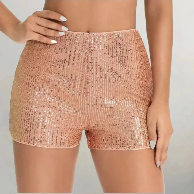 Fashion Multi-color Y2k Sequins Slim Hot Short Pants Mid Waist Sexy Straight Shorts Womens Clothing Streetwear New