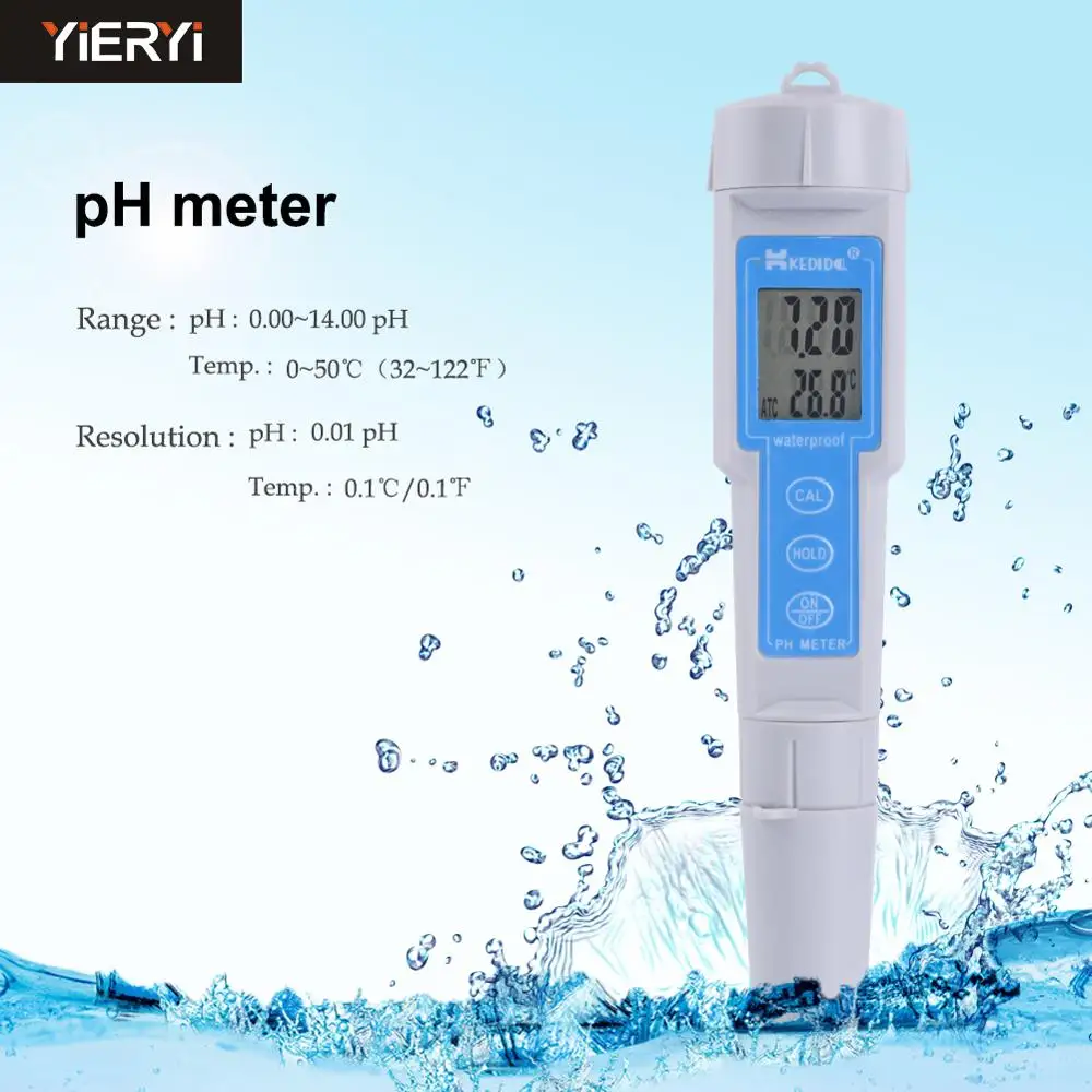 Portable Digital PH Meter Acidity Meter Pen Filter Water Waterproof Test
