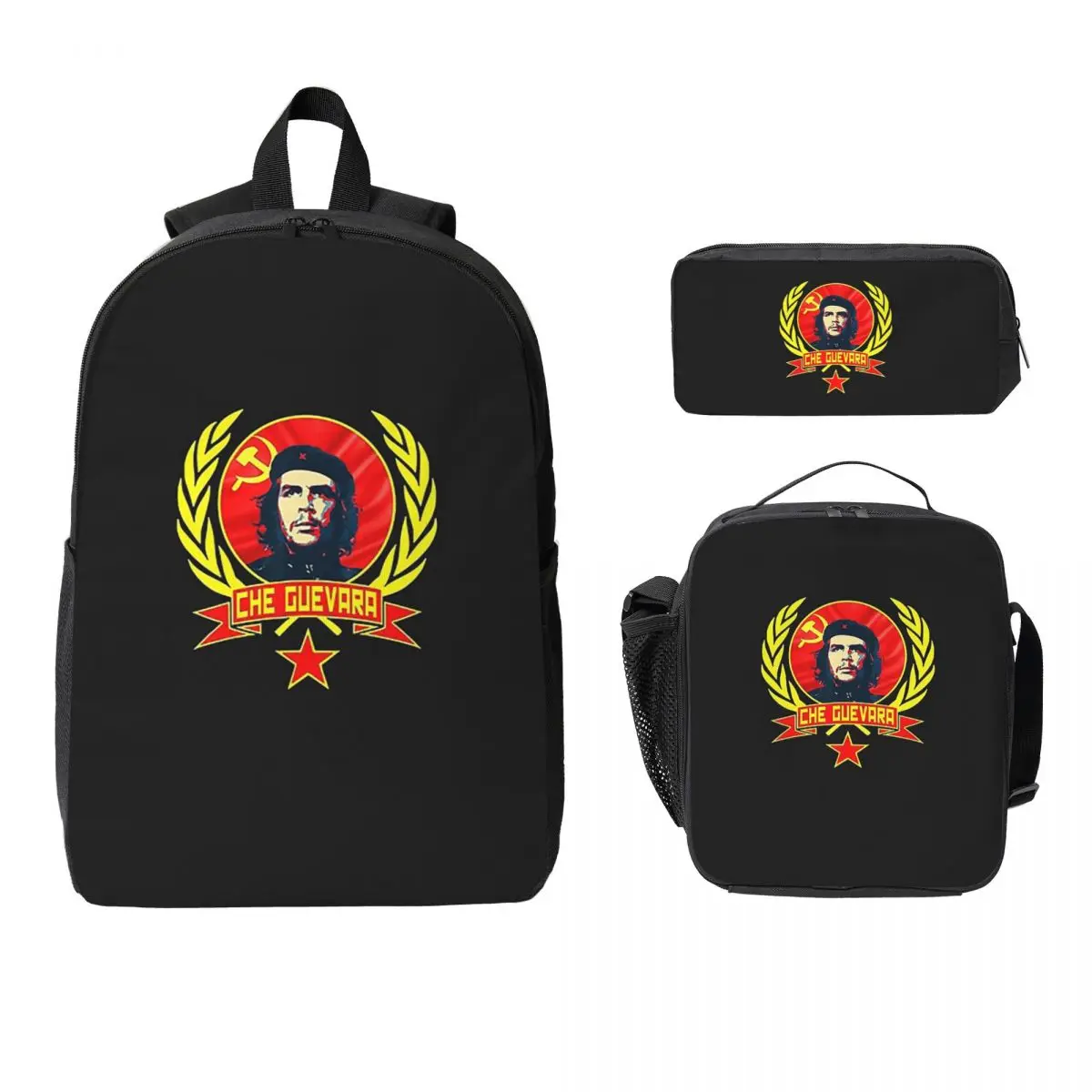 

Che Guevara Backpack Student Boys Girls BookBag School Bag Computer Shoulder Bags 3ps Insulated Lunch Bag Pencil Case