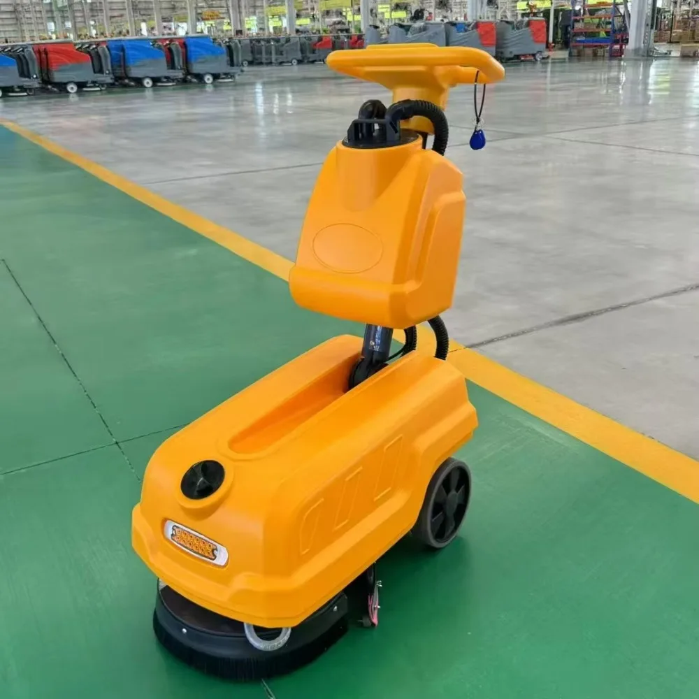 Portable Floor Scrubber, Grey Electric Floor Washer, Home Supermarket Warehouse Cleaning Machine, Efficient Wash Tool view 3