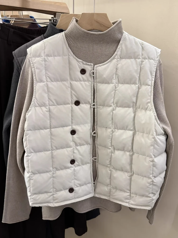 Gilet imbottito trapuntato invernale da donna Semplice girocollo modello quadrato Giacca senza maniche Canotta calda a strati Capispalla