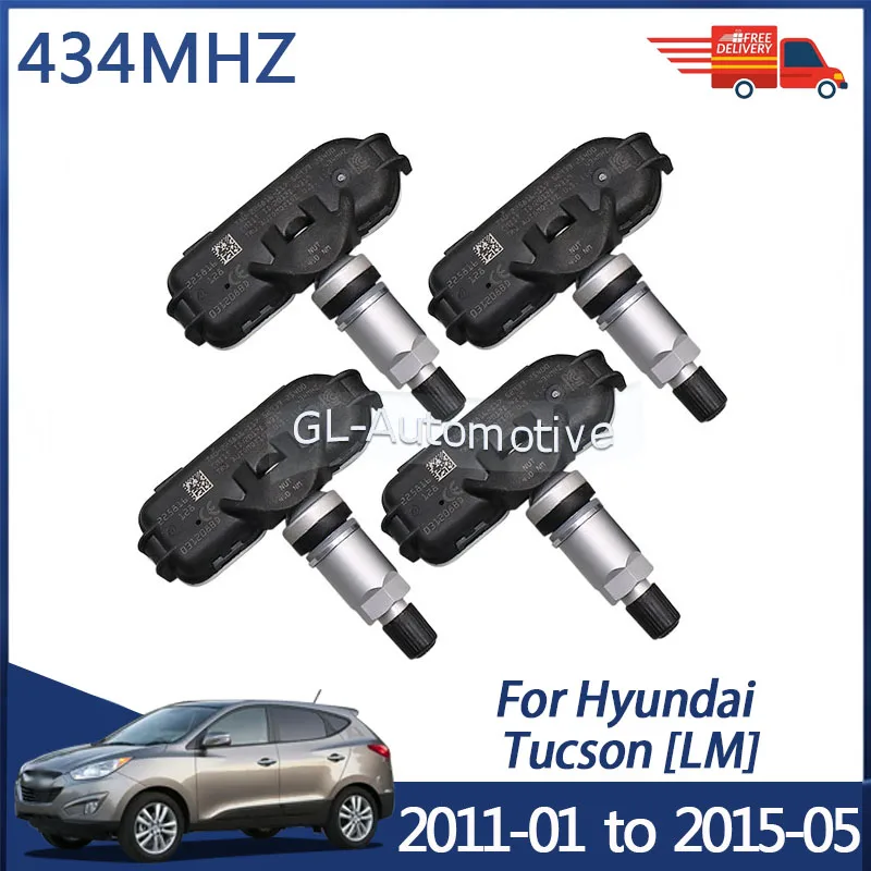 

4PCS 52933-2S400 Tire Pressure Monitoring Sensor For Hyundai Tucson 2011-2015 434MHZ