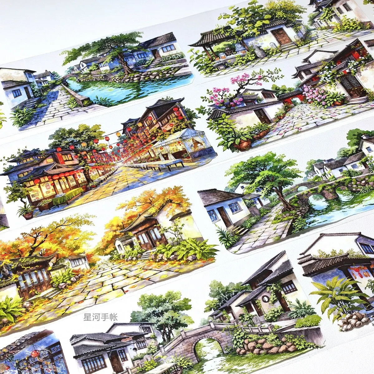 

Washi Pet Tape 1 Loop Sample Sticker Moyun Changlou Mountain Zhichuan Line Studio Creation Frame Ancient Style Landscape Journal