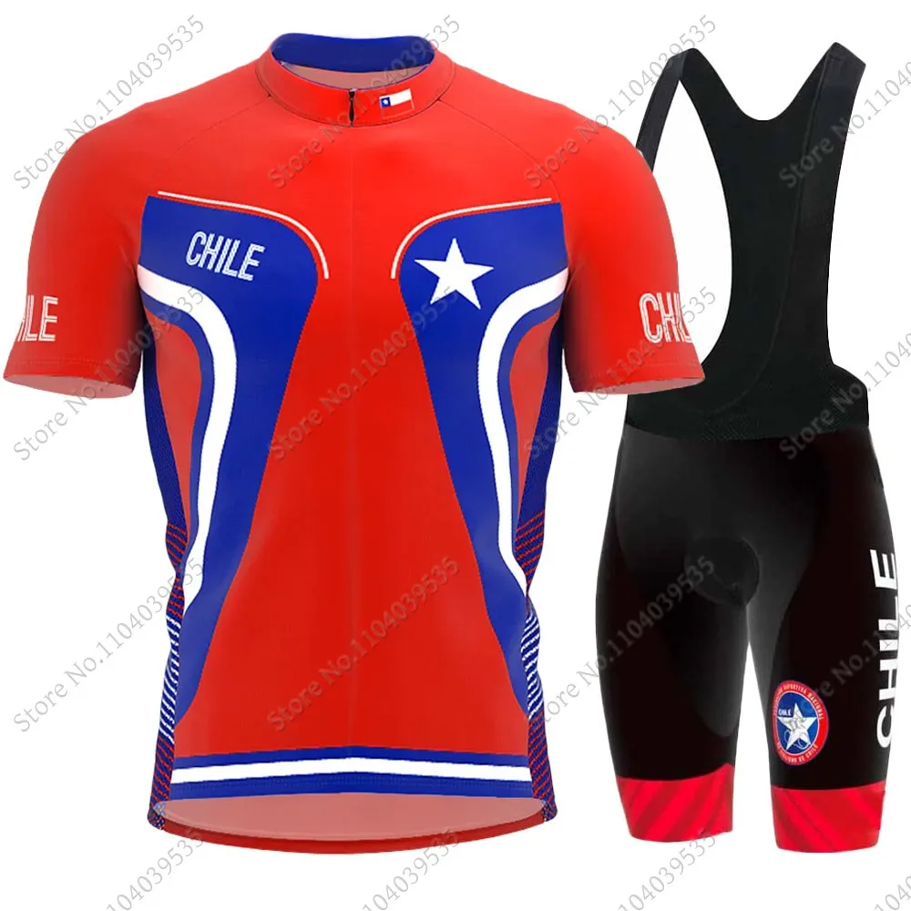 2024 Chile National Team Cycling Jersey Set Men Summer Clothing Road Bike Shirts Suit Bicycle Bib Shorts MTB Ropa Maillot