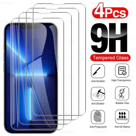 4Pcs For iPhone 17 Air Glass iPhone 17 16 15 14 13 12 11Pro Max Tempered Glass Transparent Clear 9H Protective Screen Protector