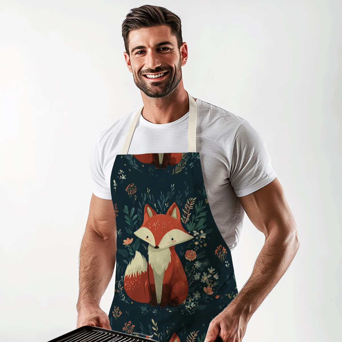 

Винтажный полиэстеровый фартук с грибным узором - Стильный фартук для готовки, практичный кухонный фартук из полиэстера для домашней выпечки и творчества