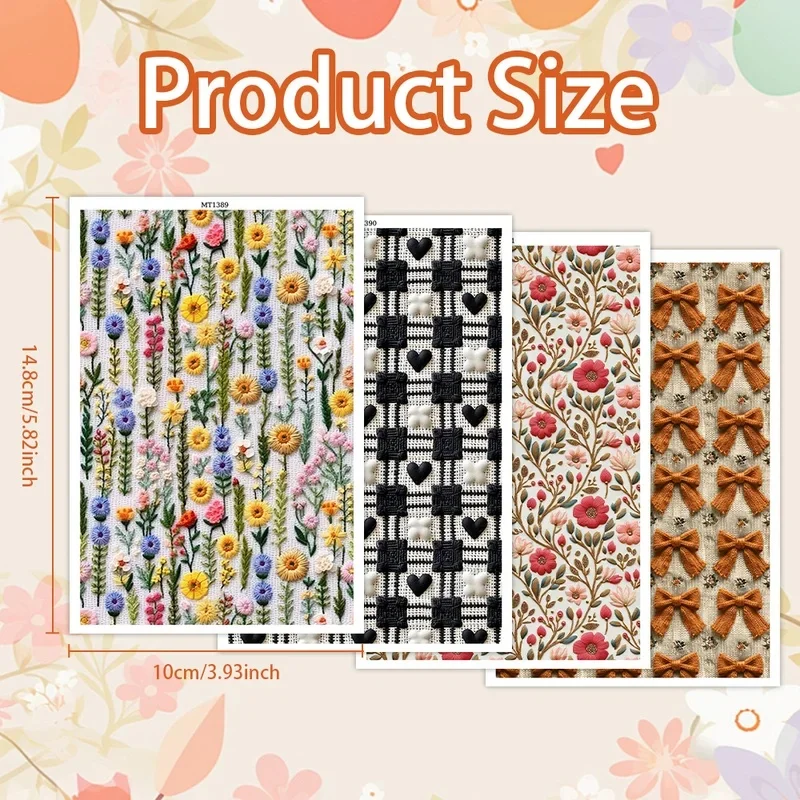Colorful Blossom Polymer Clay Transfer Paper Water Soluble Adhesive Decal Stickers for DIY Earrings Jewelry Making Craft