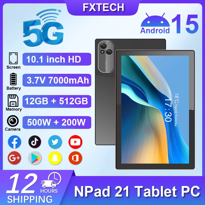 لوحة أعمال راقية 5G الإصدار العالمي 12GB + 512GB Android14 10 بوصة 5G SIM GPS WiFi بلوتوث Google Play الكمبيوتر اللوحي لشاومي