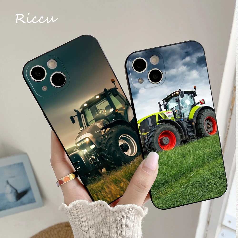 Claas Tractor Phone Case Tempered Glass for IPhone 14 13 12 11 Pro XR XS MAX 8 X 7 Plus 12 Mini Phone Full Coverage Covers