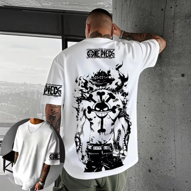 

One Piece Men's and Women's T-shirt Portgas D. Ace New Harajuku Tee Anime Summer Spring Boy Short-sleeved Parent-child Outfit