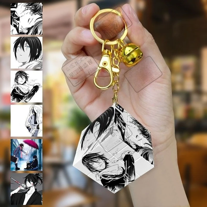Noragami Yato Hiyori Iki Bishamon 3x3 Rubik's Cube Schlüsselanhänger Hochwertiger Anime-Cartoon-Druck Einfacher Rucksackanhänger für Schüler – Detail 4