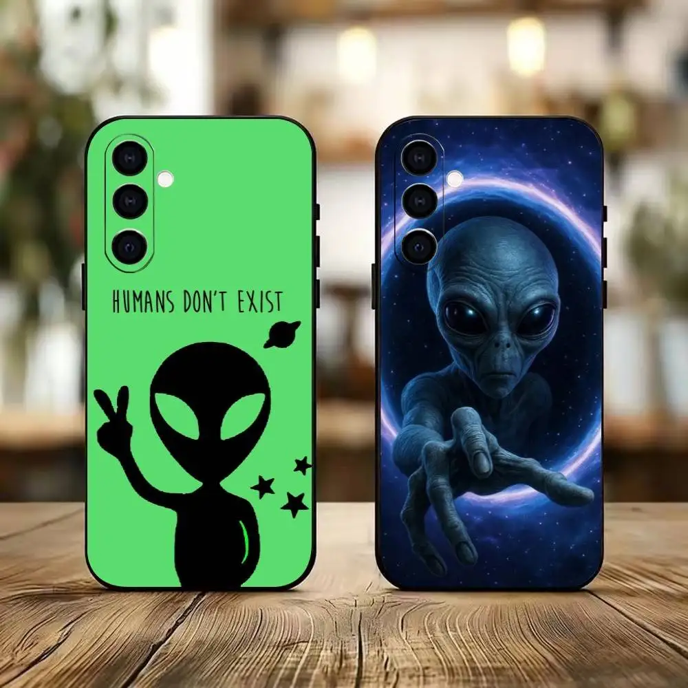 

U- Funny Space UFO Alien Phone Case For Samsung Galaxy A73,A72,A71,A70,A53,A52,A51,Others Soft Black Cover
