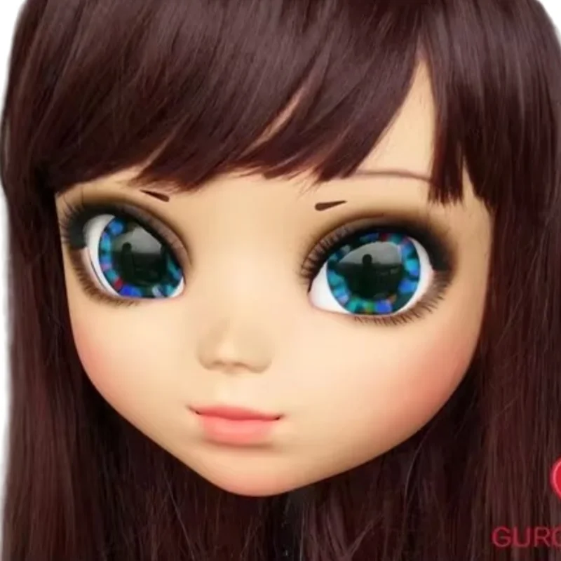 (DM164) Lovely Sweet Girl Resin Half Head Kigurumi Mask Cosplay With Eyes Japanese Anime Role Lolita BJD Mask Crossdressing