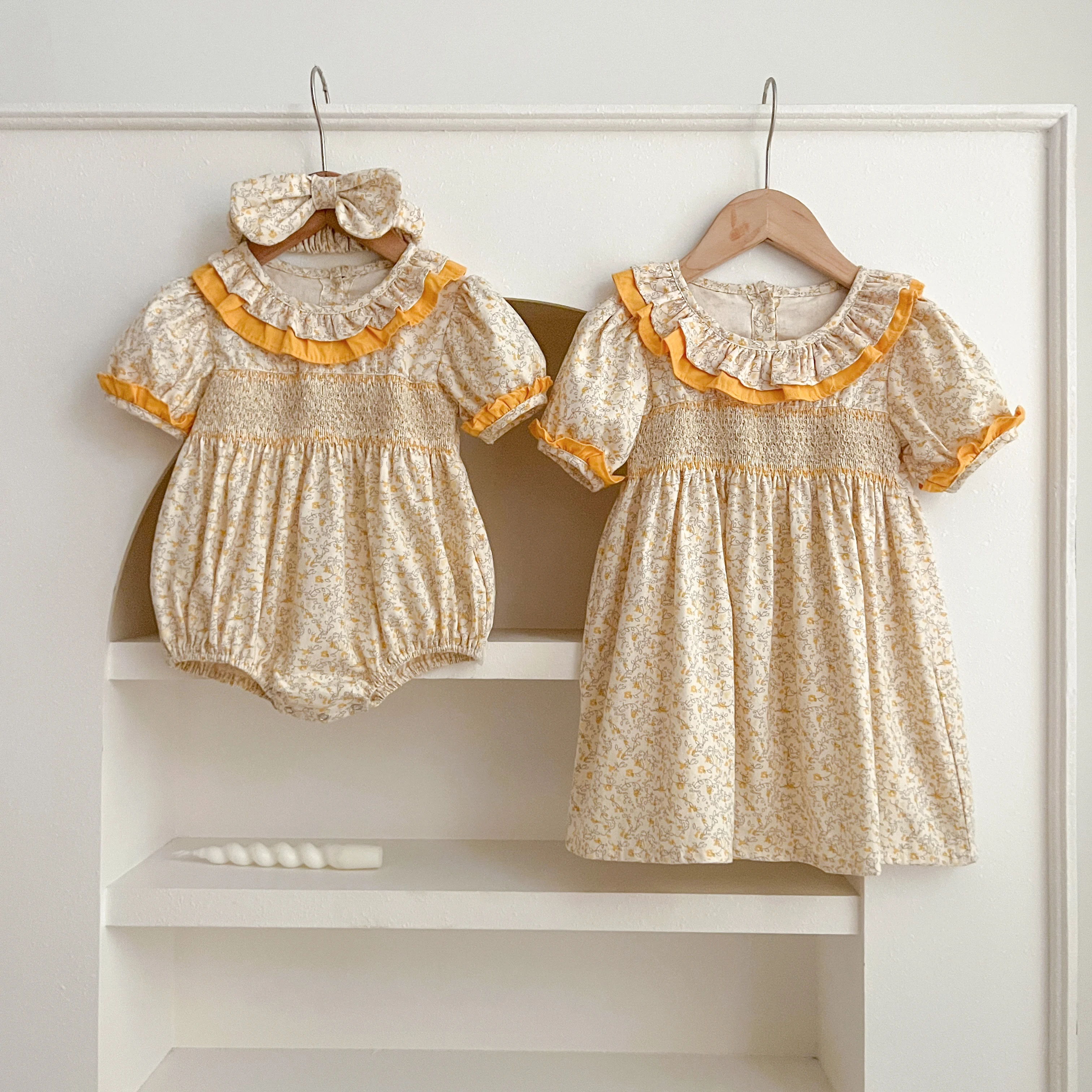 Sommer Baby Kleid Smocking Hand Stickerei Kleidung Kleinkind Mädchen Kleider Baumwolle Kinder Mädchen Puff Ärmel lässig weiches Mädchen Kleid ﻿ – Detail 13