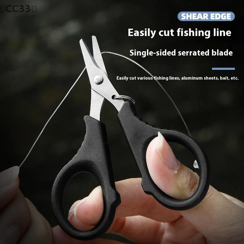 [[CC33」 1 قطعة طلاء التيتانيوم الفولاذ المقاوم للصدأ مقص الصيد ذو طيات قطع جديلة من البولي ايثيلين خط القاطع ذباب أدوات صيد سمك الشبوط