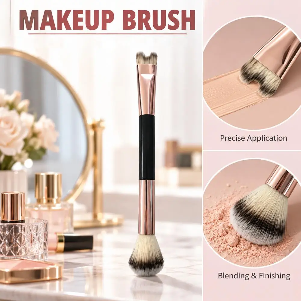 U Shaped Dual Ended Nose Contour Brush Black for Precise High Nose Bridge Powder Foundation Concealer Makeup Tool ﻿