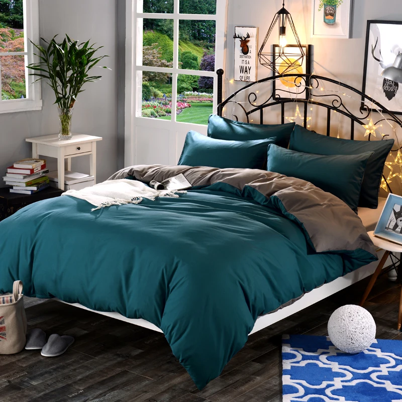 

1Pc 100% Polyester Duvet Cover Solid Color Reactive Printing Comforter Cover Twin Full Queen King Super King Size