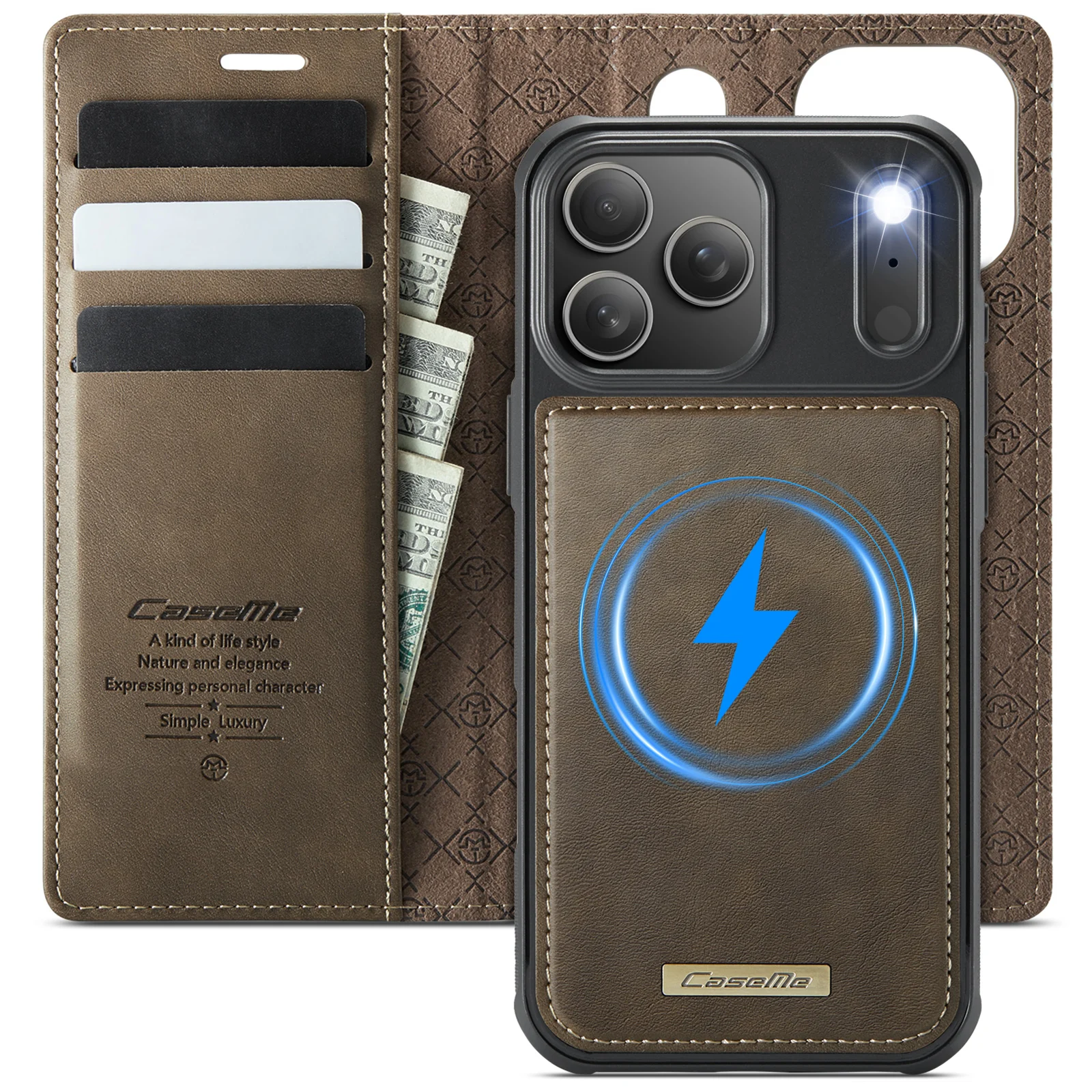 2 في 1 حافظة جلدية سولت بطاقات مغناطيسية لهاتف آيفون 17 برو ماكس 16 بلس 15 14 13 12 مسند مقاوم للصدمات لغطاء Magsafe #3