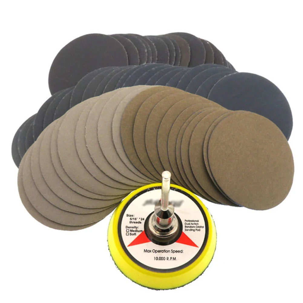 

100PCS 2inch 50mm Wet Dry Sandpaper Sander Disc 80-7000 Sandpaper Assortment With Hook And Loop Sanding Pad