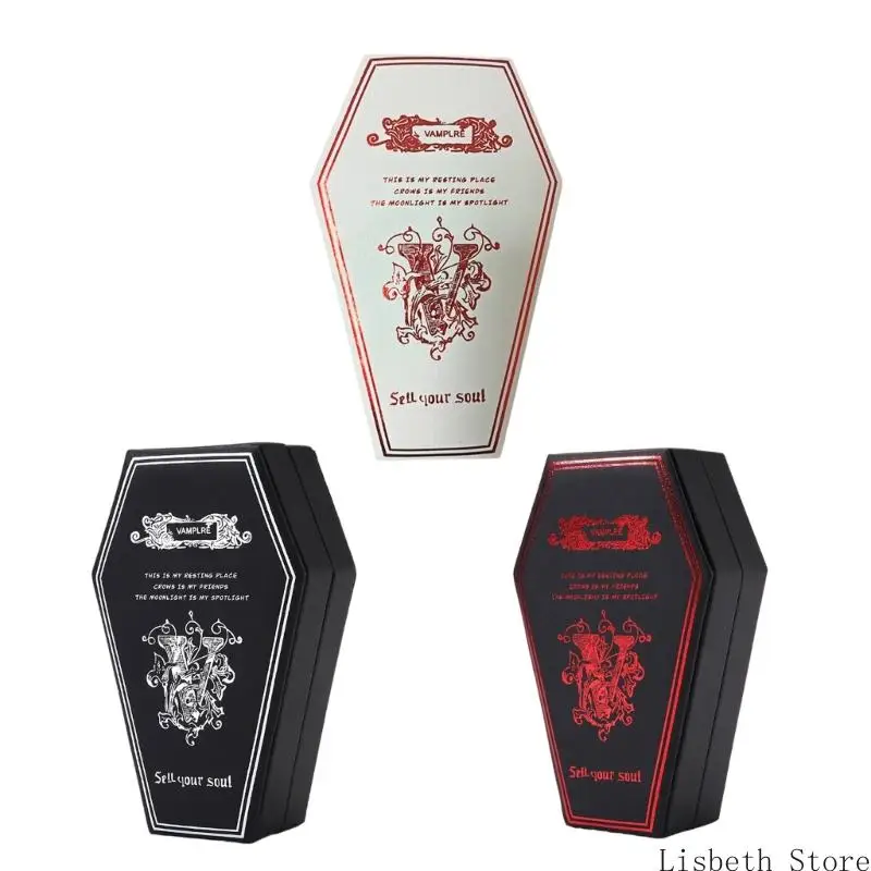 

124A Compact Coffin Design Jewelry Organizers Waterproof PU Case Perfect For Terrifying Decors Wedding And Halloween Gifts