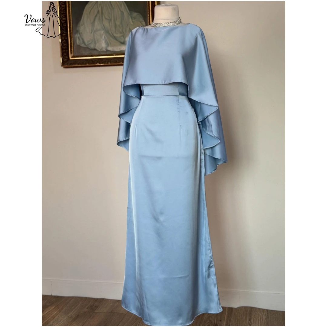 

Vows Round Collar Women's Elegant Dresses for Special Occasions Line A Custom Made Frilled Satin Robes De Cocktail Evening Dress