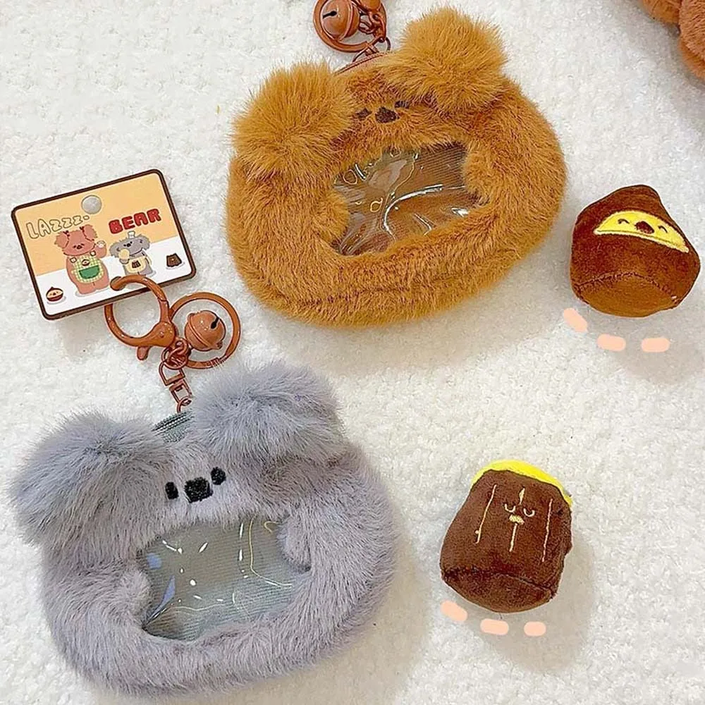 2pcs/set Lazy Bear Koala Card Cover Dust-proof PP Cotton Sloth Card Sleeve Chestnut Doll Bell Plush Photo Protective Case School