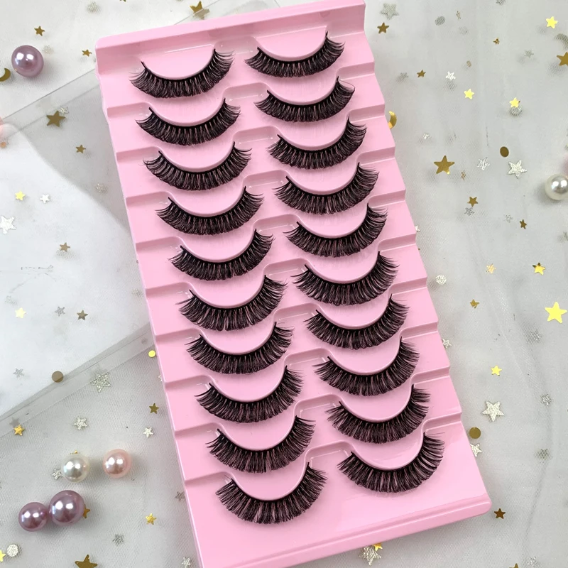 Russian Strip Lashes Fluffy Mink 10 Pairs 3D Russian Volume Handmade Fake Eyelashes Extensions Wispy Lashes Makeup Cilios