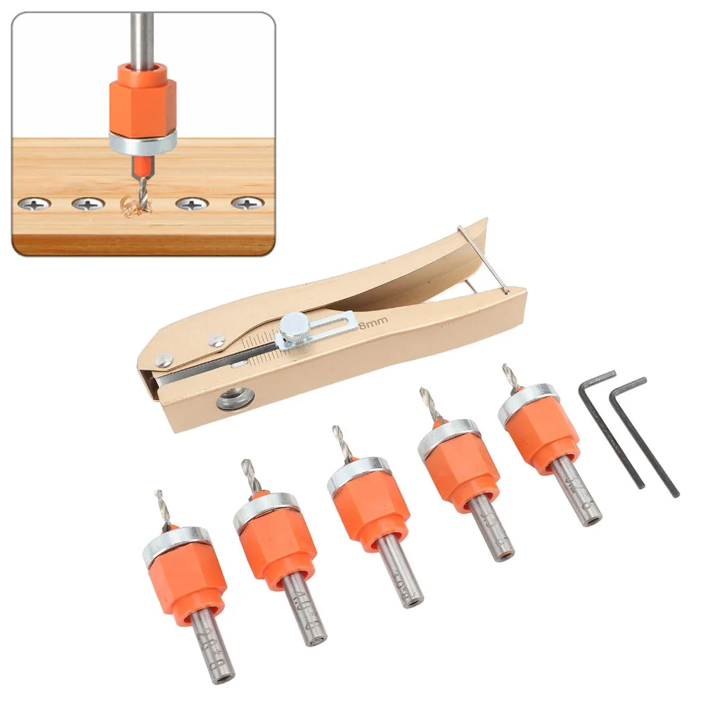 6pcs-adjustable-depth-countersink-drill-bit-set-hss-construction-40cr-steel-tapered-drill-bit-multifunctional-hole-punch
