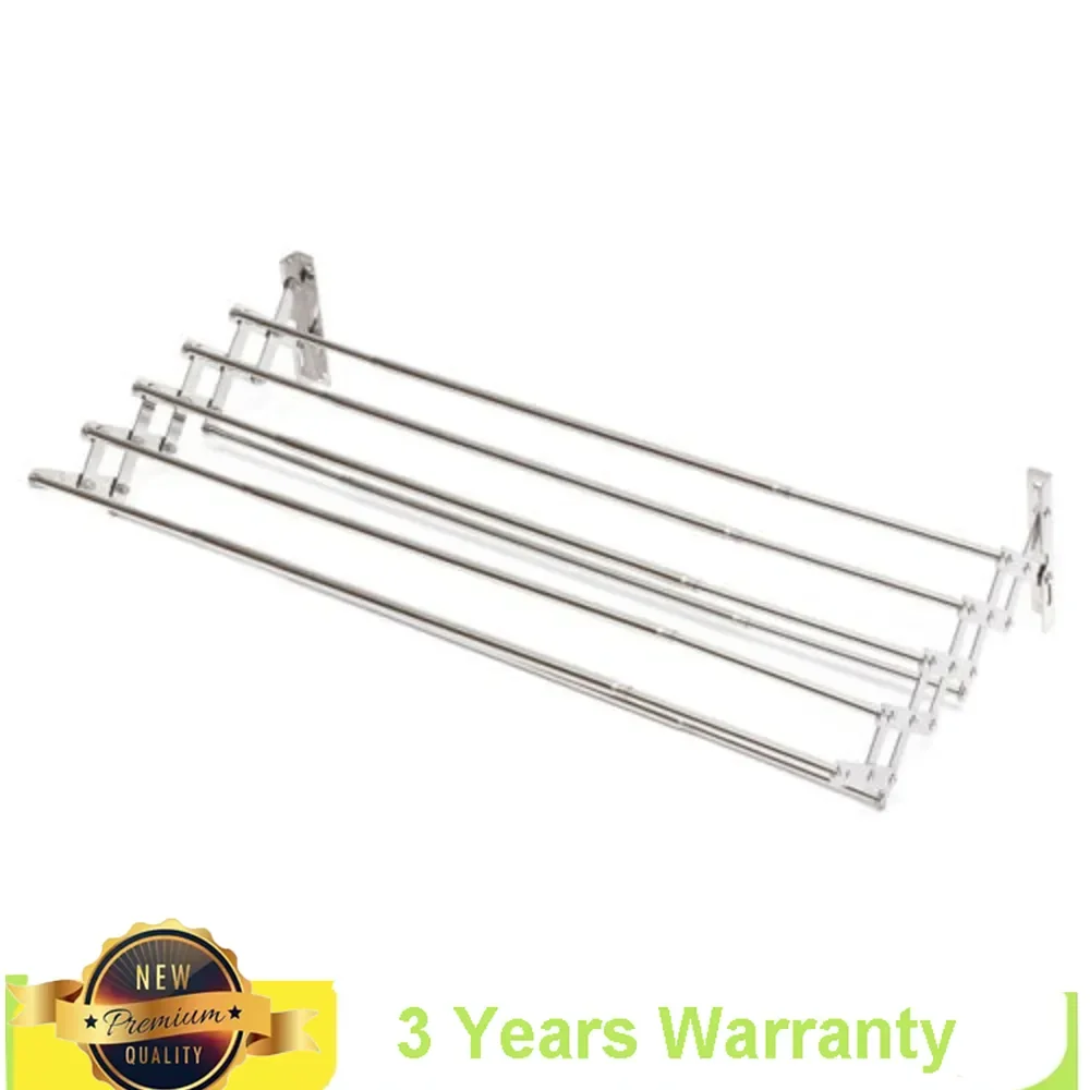 Bymaocar Laundry Towel Storage Silver Drying Rack Freely Retractable Folding Dryer Waterproof & Rustproof Hanger Easy to Install