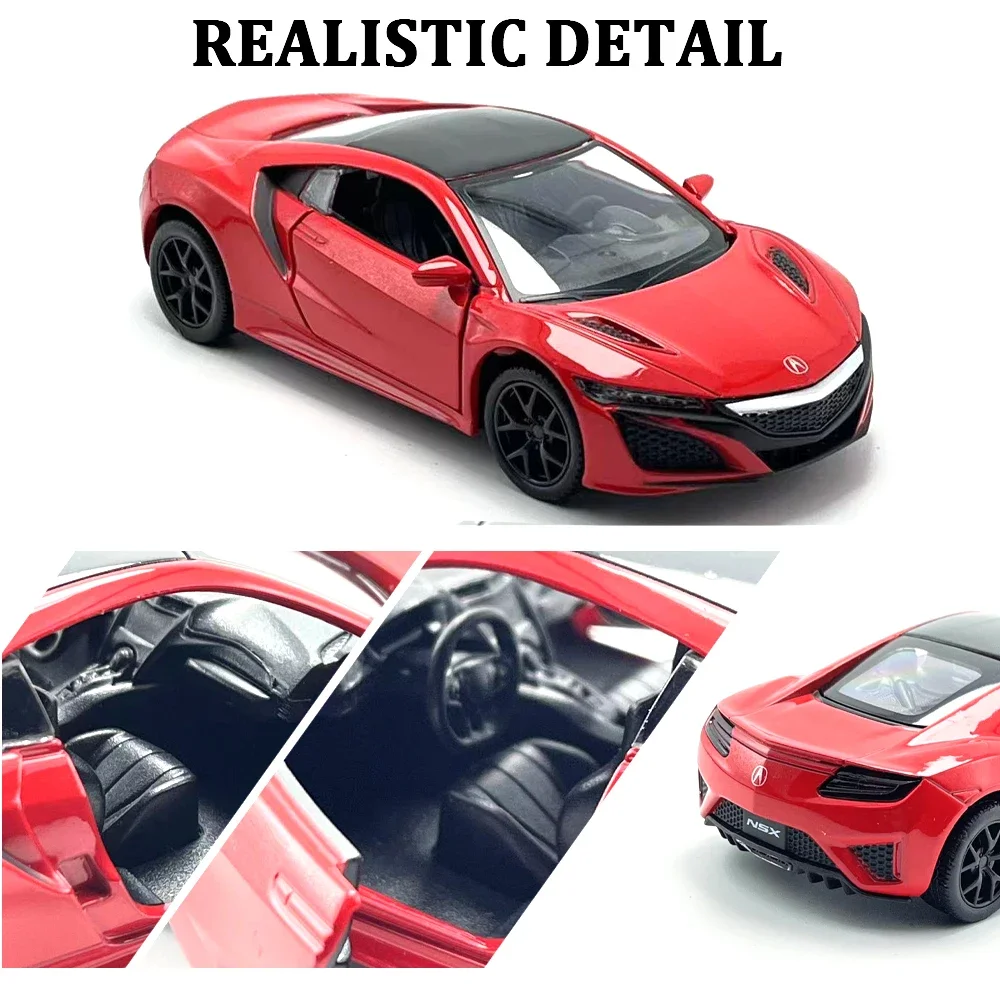 1/36 Scale 2017 ACURA NSX Car Model Replica Diecast Collection Vehicle Interior Decor Ornament Xmas Gift Kid Boy Toy