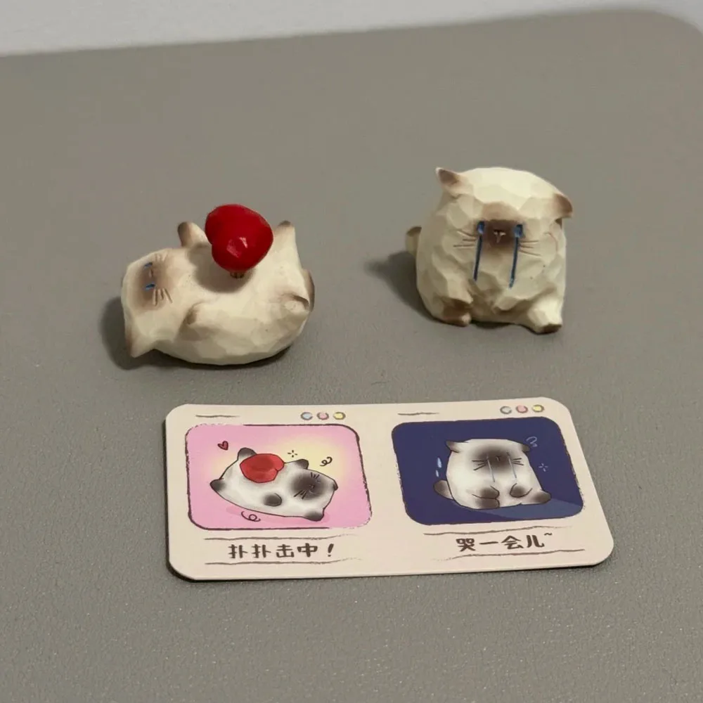 미니소 고양이 무드 블라인드 박스 - 귀여운 애완동물 데스크탑 장식, 만화 장식품, 생일 선물 및 수집용 장난감