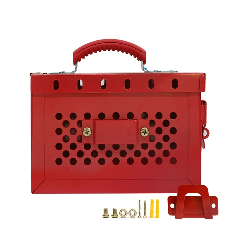 Portable metal grouping padlock box large equipment multi person multi-point lockbox shutdown operation control and isolation