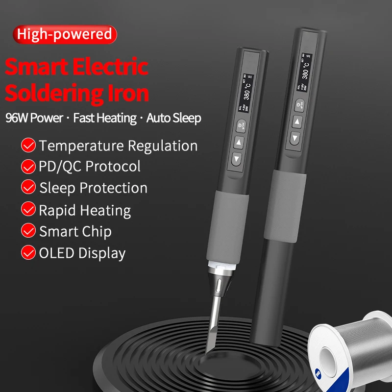 스마트 납땜 인두 휴대용 일정 온도 96W 납땜 도구(가정 수리용 스프레이 기능 포함)