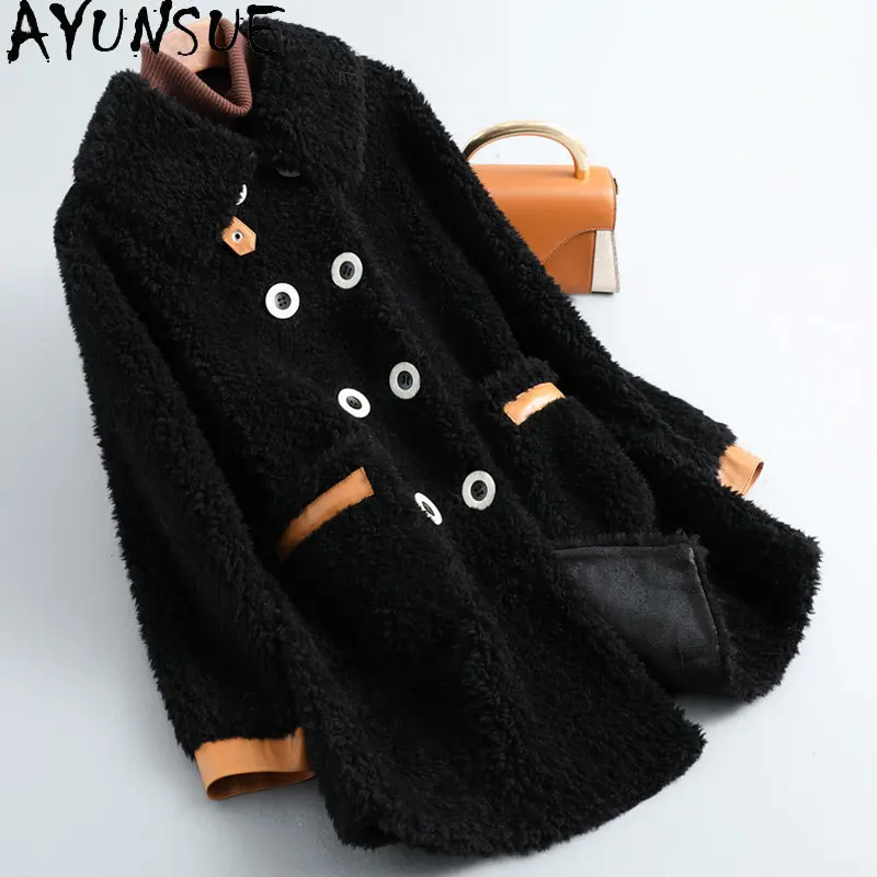 

AYUNSUE 100% Sheep Shearing Jacket Winter Elegant Women Fur Coat Fashion Wool Jacket Fur Coats and Jackets Jaqueta Feminina SGG