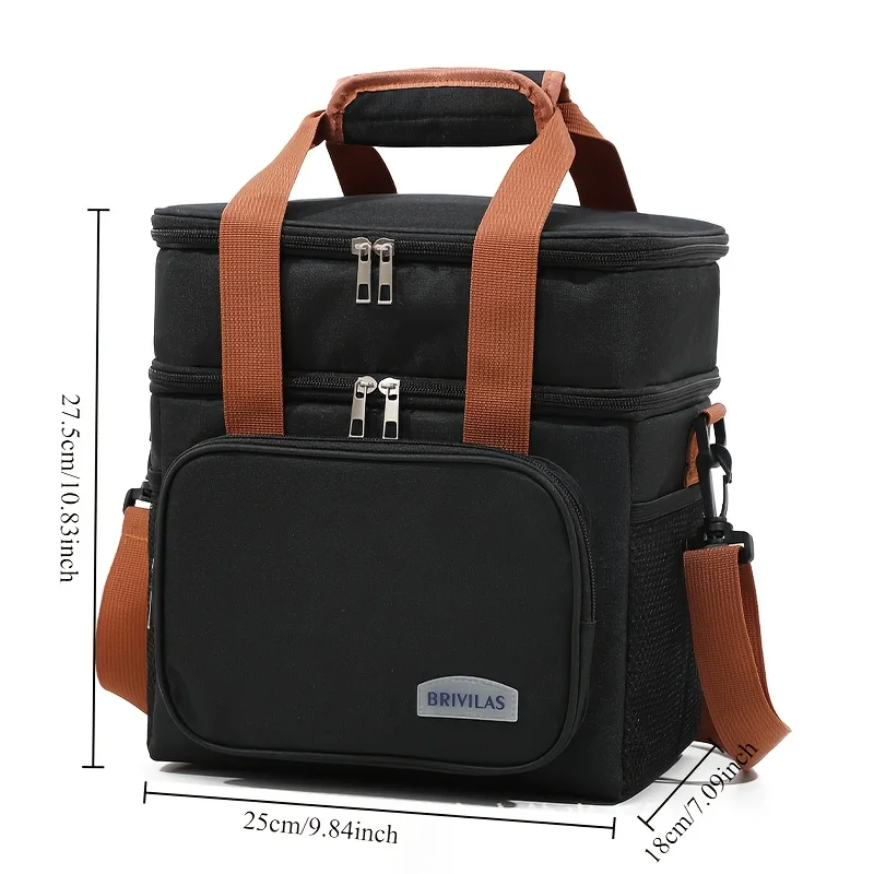 Double Layer Insulated Bag, Large Capacity Ice Pack, Outdoor Camping with Food Picnic Bag, Crossbody Insulated Bags
