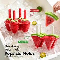 Joie Ice Pop Molds for Kids BPA Free Food Grade PP Popsicle Maker Strawberry Watermelon Shape Ice Cream Mold Set