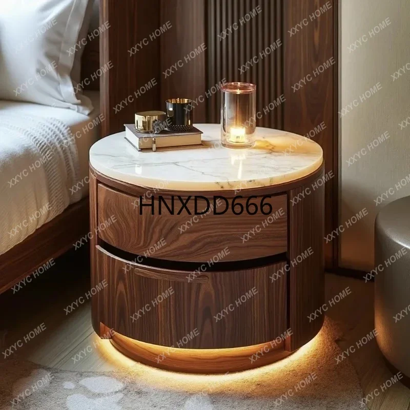 Imported luminous natural jade luxury stone bedside table bedroom light luxury locker high-end design