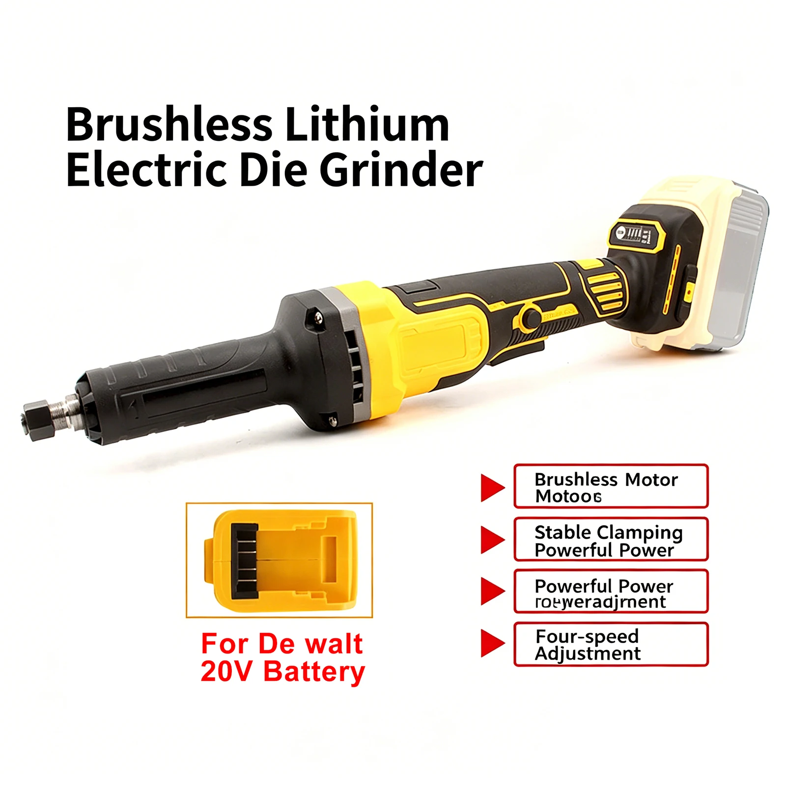 

ForDeWALT 20V Battery Brushless Die Grinder 24000r/min 4Speed Electric Engraving Polishing Machine Cordless Grinding Power Tools