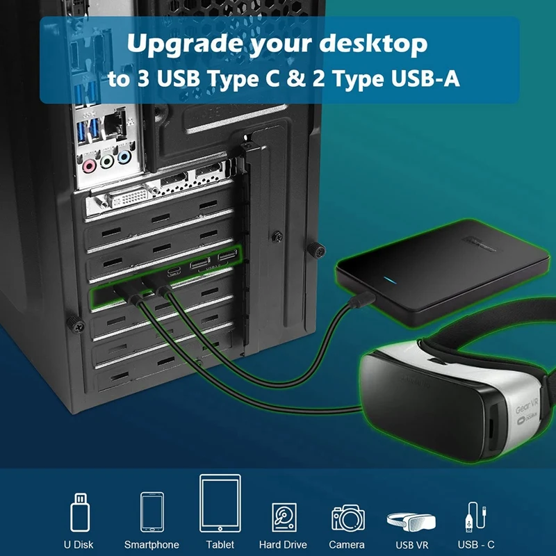 Pcie Expansion Card To 5 Port (3X USB C,2X USB 3.0-A ) PCI Express Expansion Card For Windows 10/8/7 And MAC OS 10.8.2