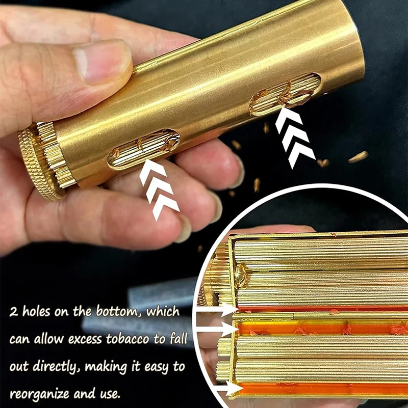 Antique Style Solid Brass Cigarette Rolling Machine Smoke Manual Tobacco Roller Handmade Can Fit 70mm Rollie Paper