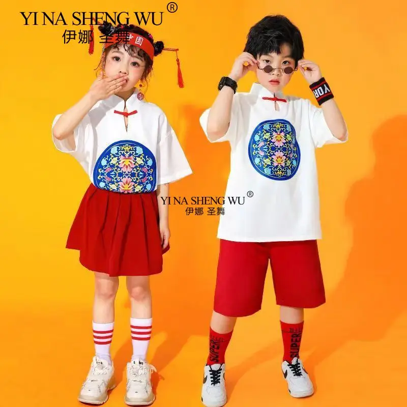 こどもの日ストリートダンスパフォーマンスドレス、運動会クラスドレス、キャンパススタイルドレス、ヒップホップジャズパフォーマンスドレス