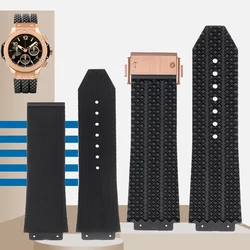 HUBLOT 빅뱅 실리콘 26*19mm 방수 남성용 시계 스트랩 체인 시계 액세서리 고무 팔찌 팔찌 용 시계 밴드