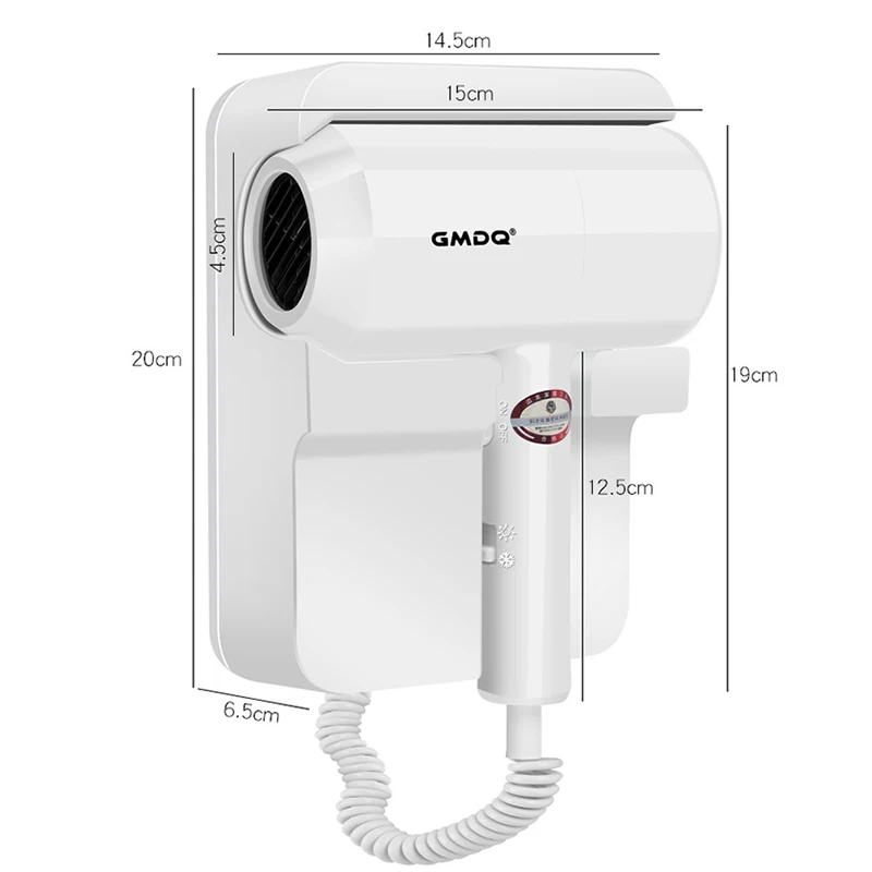 110V/220V Wall Mounted Hair Dryer 1300W Hotel Bathroom Hair Dryers Constant Temperature Dryer with Holder Base US/EU/UK/AU Plug