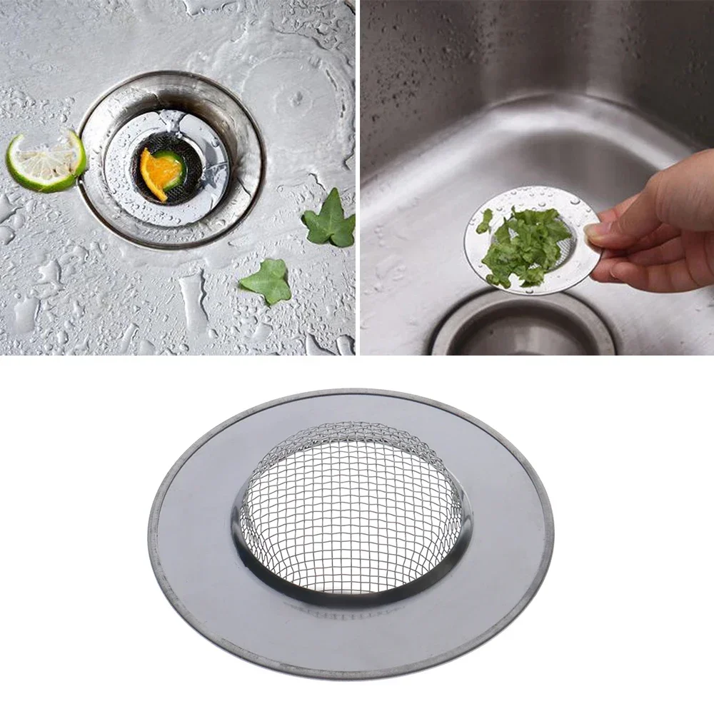 Tapón receptor de pelo para bañera de acero inoxidable, trampa de filtro con orificio para drenaje de ducha, colador de fregadero de Metal para cocina, cubierta de drenaje para suelo