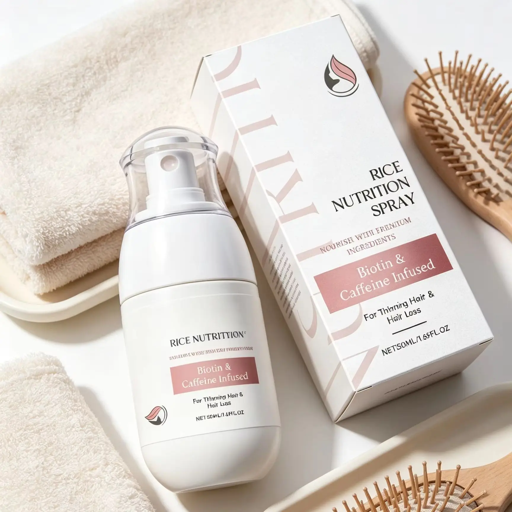 Rice Regrowth Hair Care Spray Strengthening Hair Growth Promoter Damaged Hair Repair Biotin Caffeine Scalp Nutritional Spray